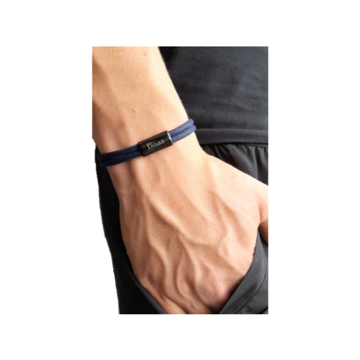 Geweven armband met metalen plaatje - Navy - Afbeelding 3