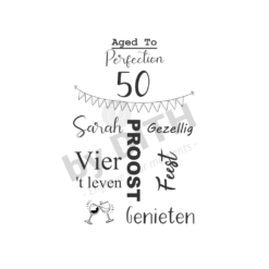 Gravering op een beukenhouten borrelplank