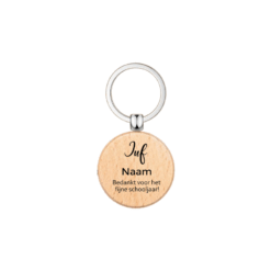 Houten Sleutelhanger - cadeautje einde schooljaar
