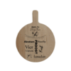 Ronde borrelplank met handvat van blank beukenhout