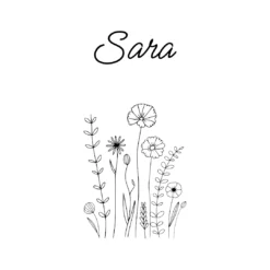 Kaarsenhouder gegraveerd met naamen bloemen